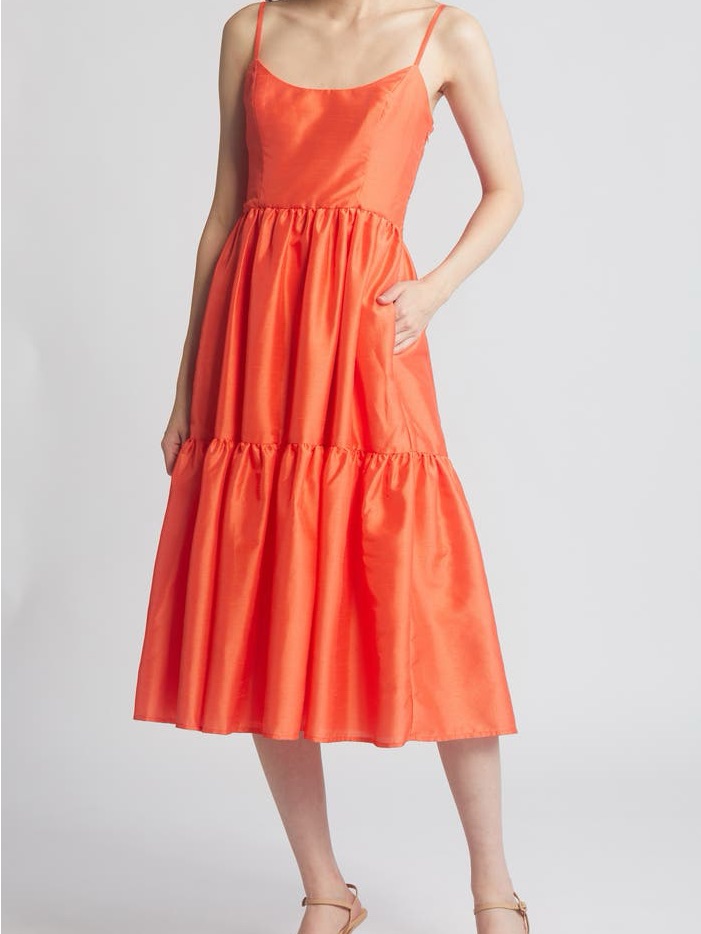 Hutch Tommy Sleeveless Tiered Organza Midi Dress